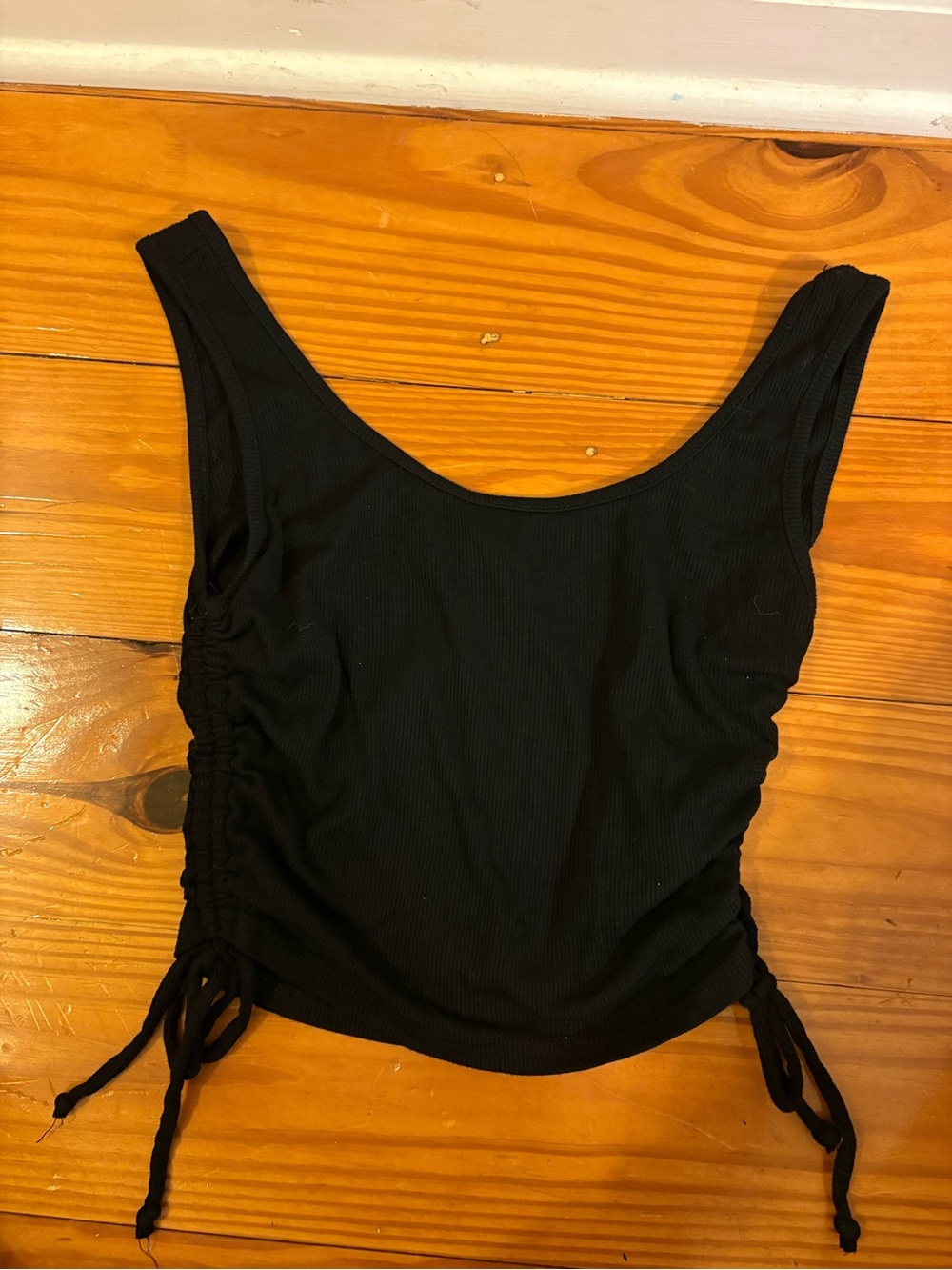 Heart Hips Black Ruched Side Tank With Ties on Side - Women's